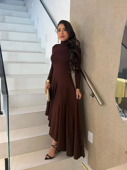 Vestido longo marrom chocolate